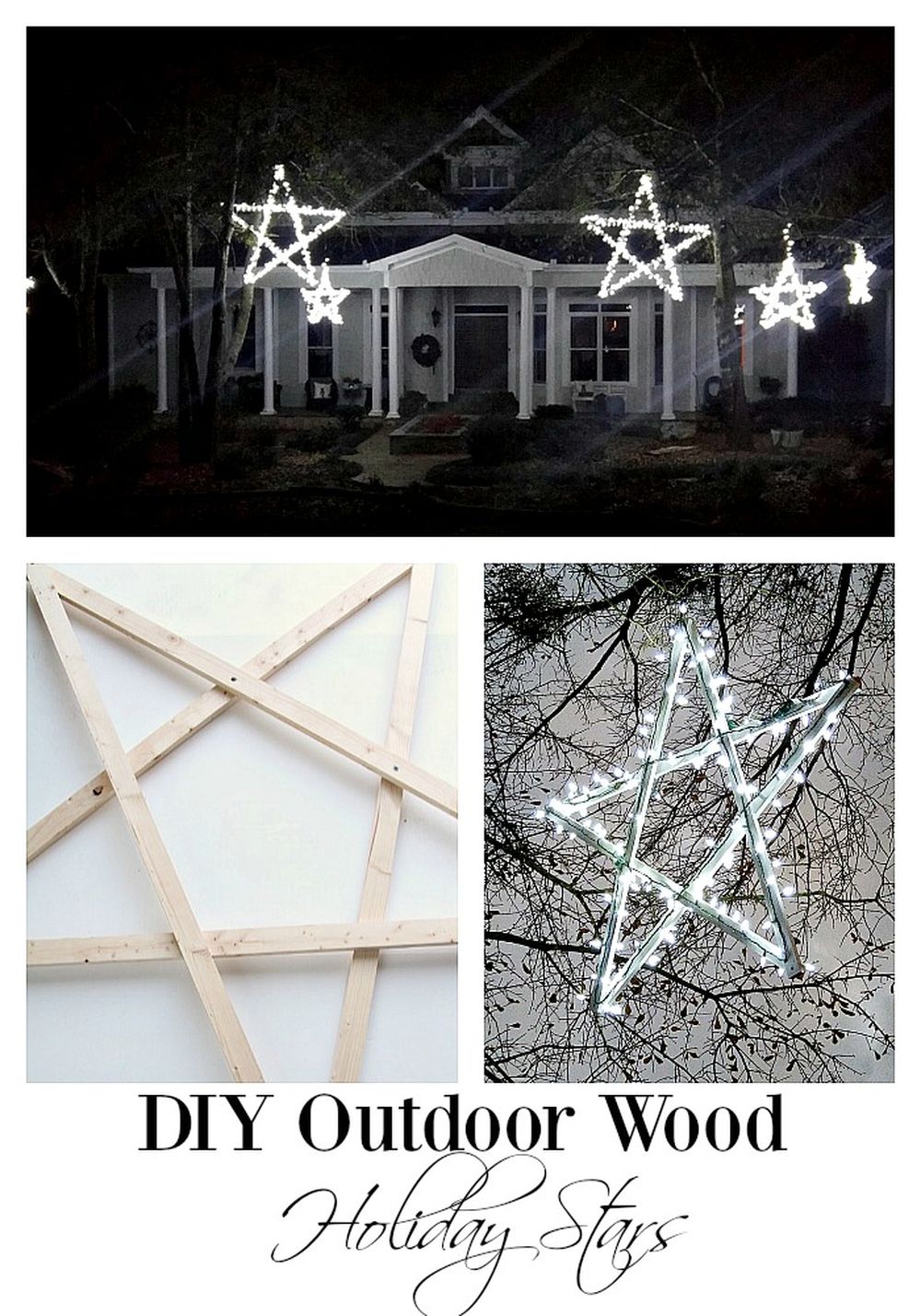 Diy outdoor wooden lighted stars christmas yard lights