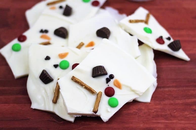 Diy melted snowman chocolate bark