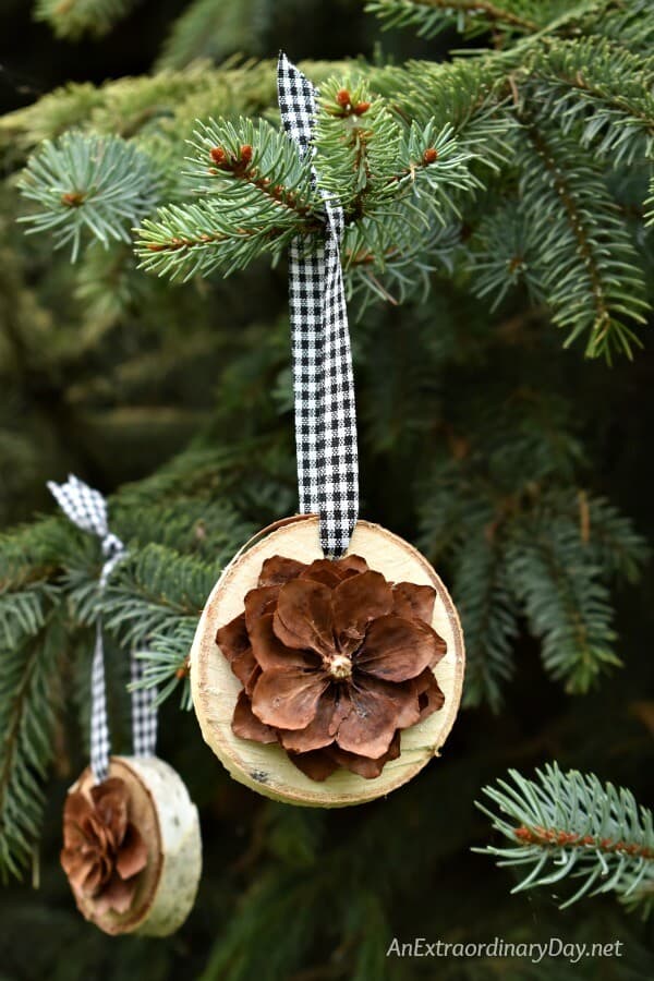 Birch & Pine Cone Florals - Rustic Christmas Ornaments