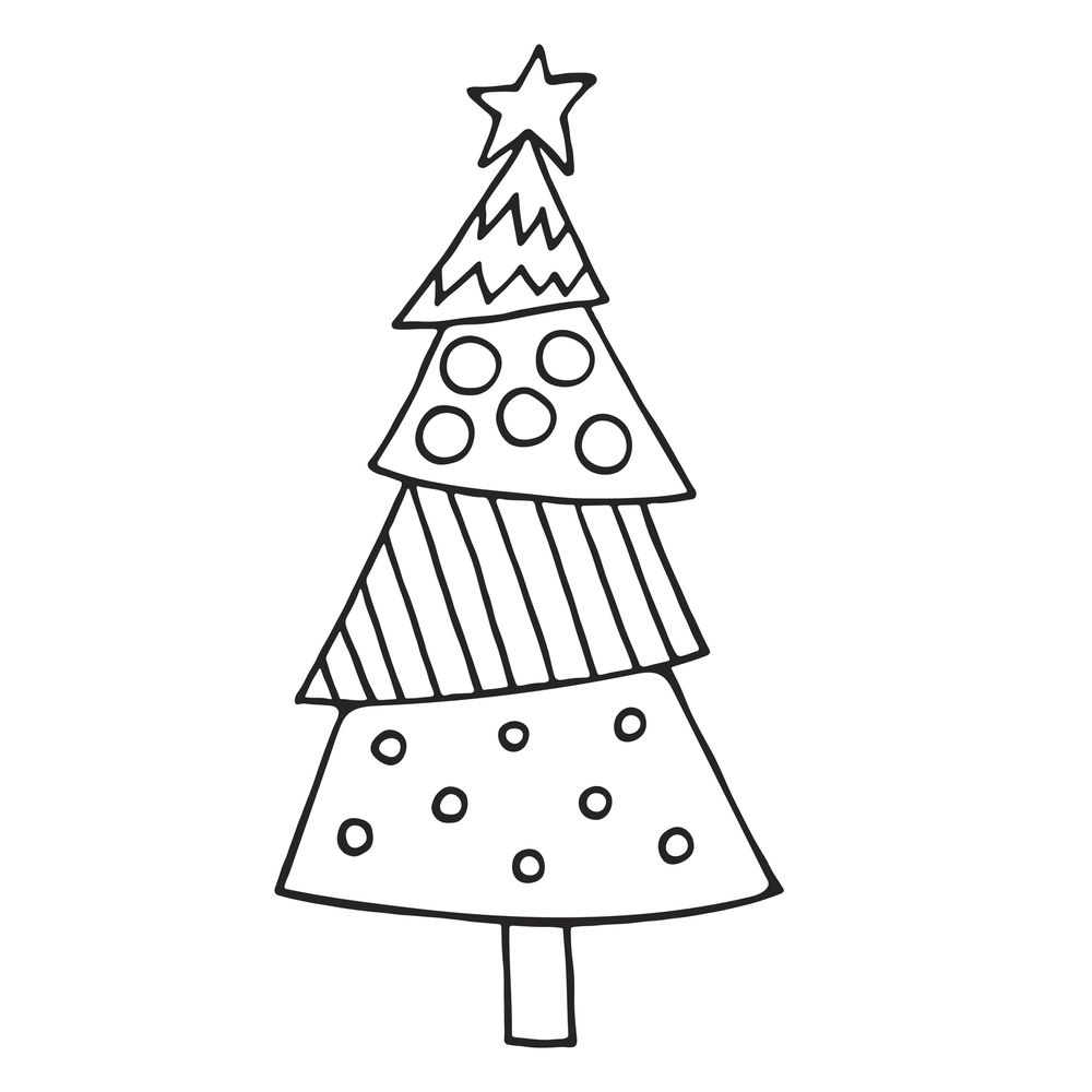 How To Draw Christmas Tree Cartoon. Easy Drawing for Learning, Play,  Education, Art Stock Vector - Illustration of preschool, decoration:  261178955