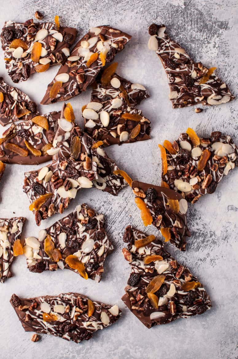 Fruit and nut chocolate bark