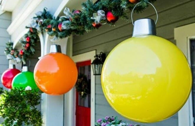 Giant christmas ornaments from plastic balls