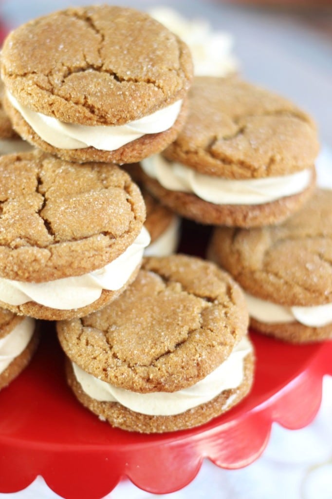 Ginger Cookie Sandwiches with Caramel Buttercream - Delicious Christmas Cookies