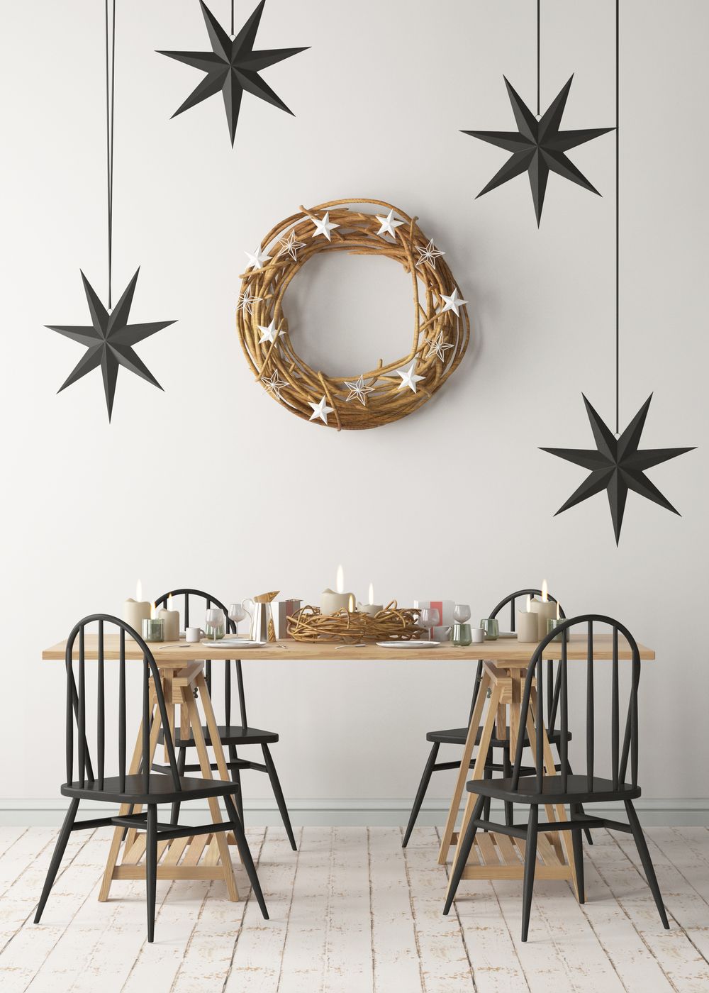 Hanging stars & wreath christmas wall hanging