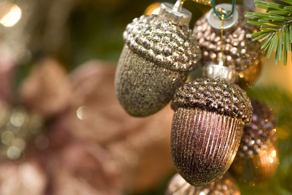 Homemade christmas ornaments gilded acorns