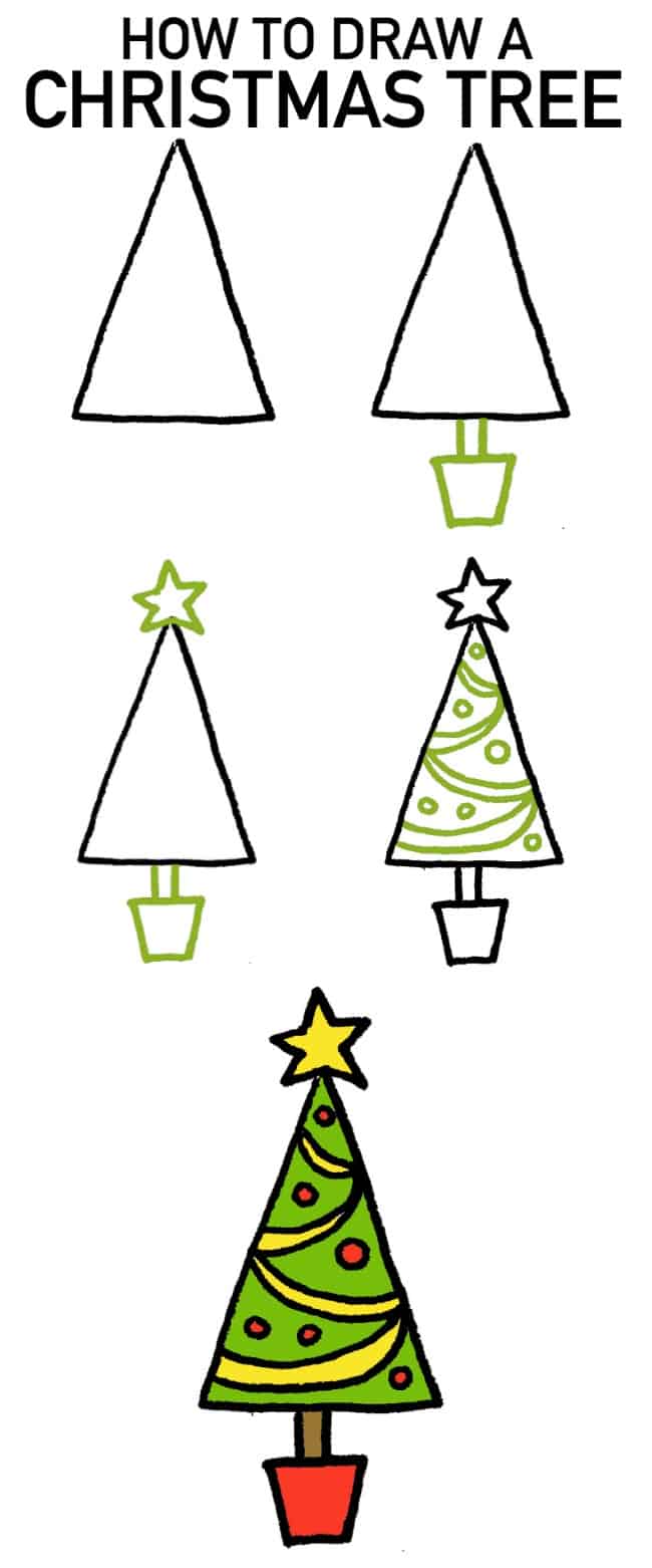 How to Draw a Christmas Tree - Easy Art