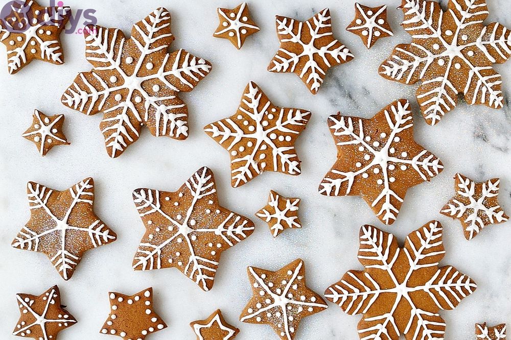 Iced gingerbread cookies traditional christmas desserts 