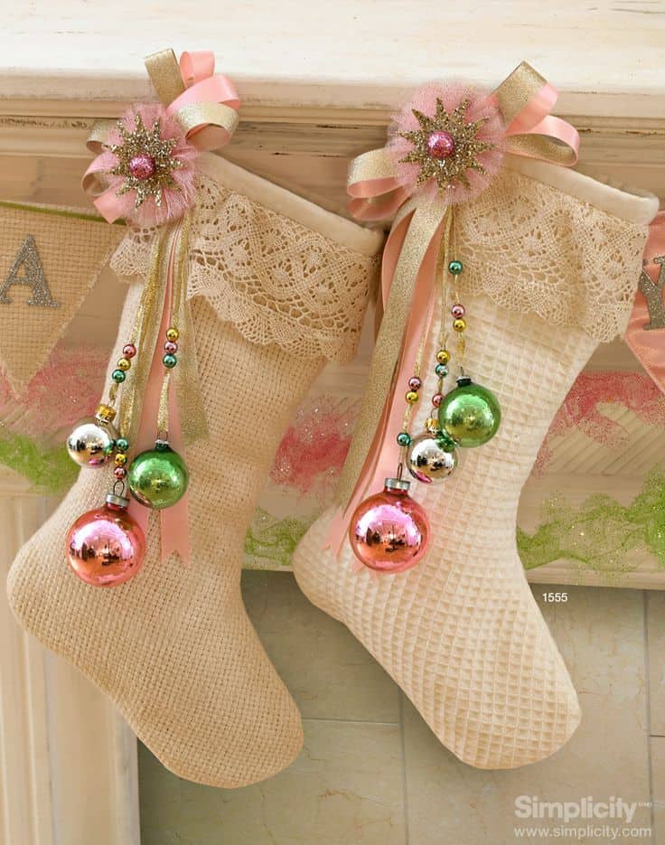 Lace and Ornaments Christmas Stockings