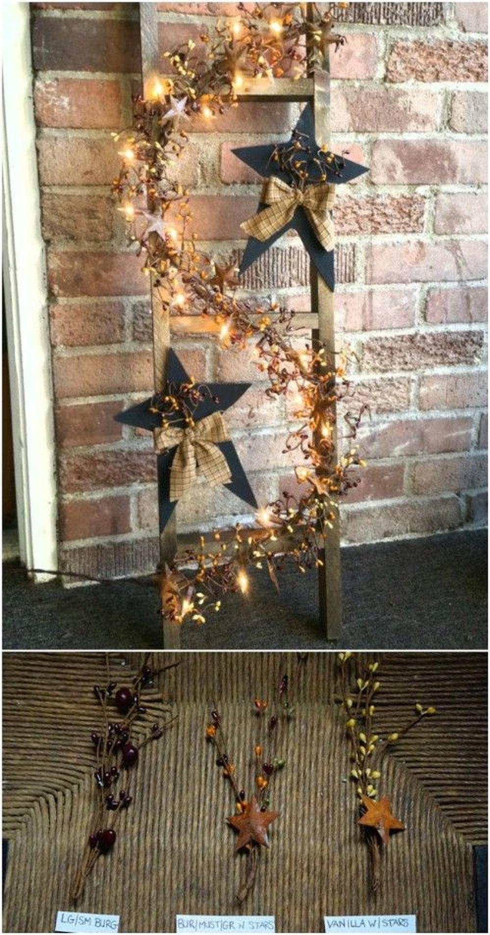 Leaning ladder with ornaments christmas porch decorating ideas