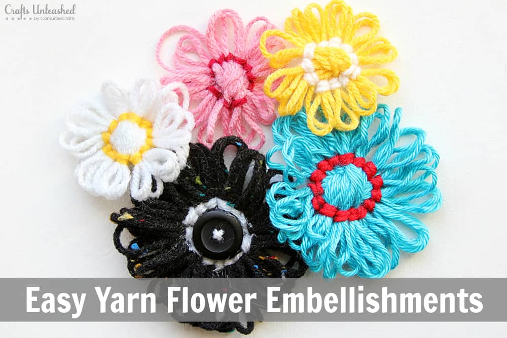 Looped yarn flower embellishments