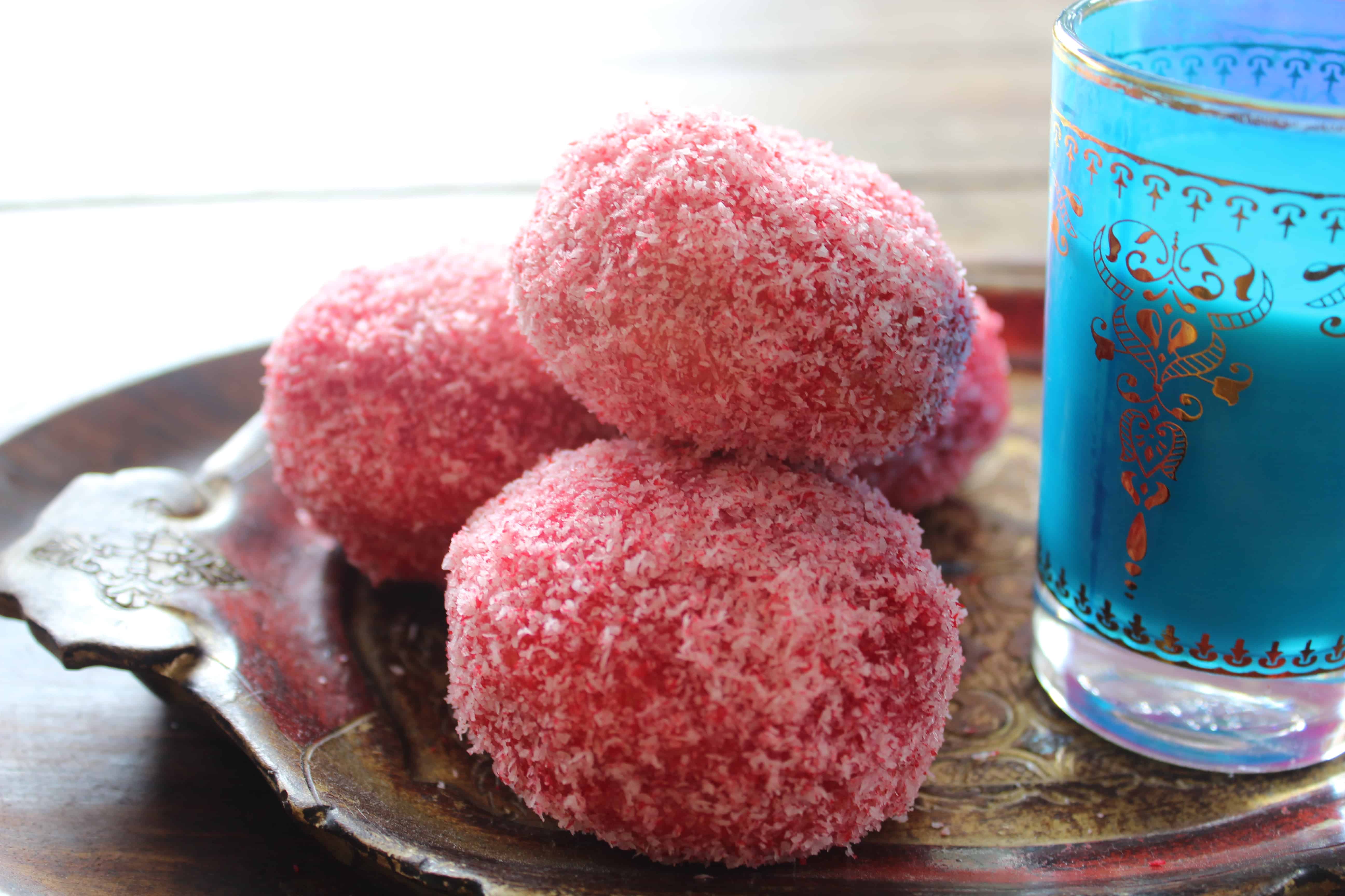 Pink snowball cakes