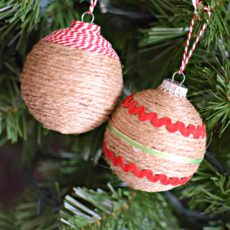 Rustic string wrapped ornaments
