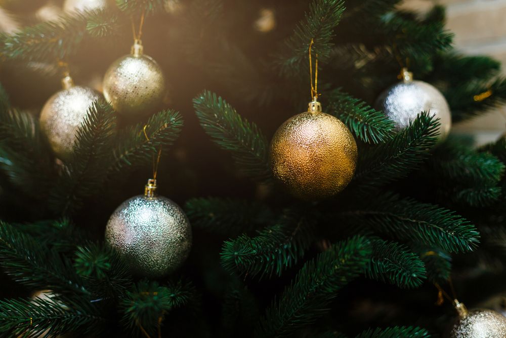 Silver and gold christmas tree decorations