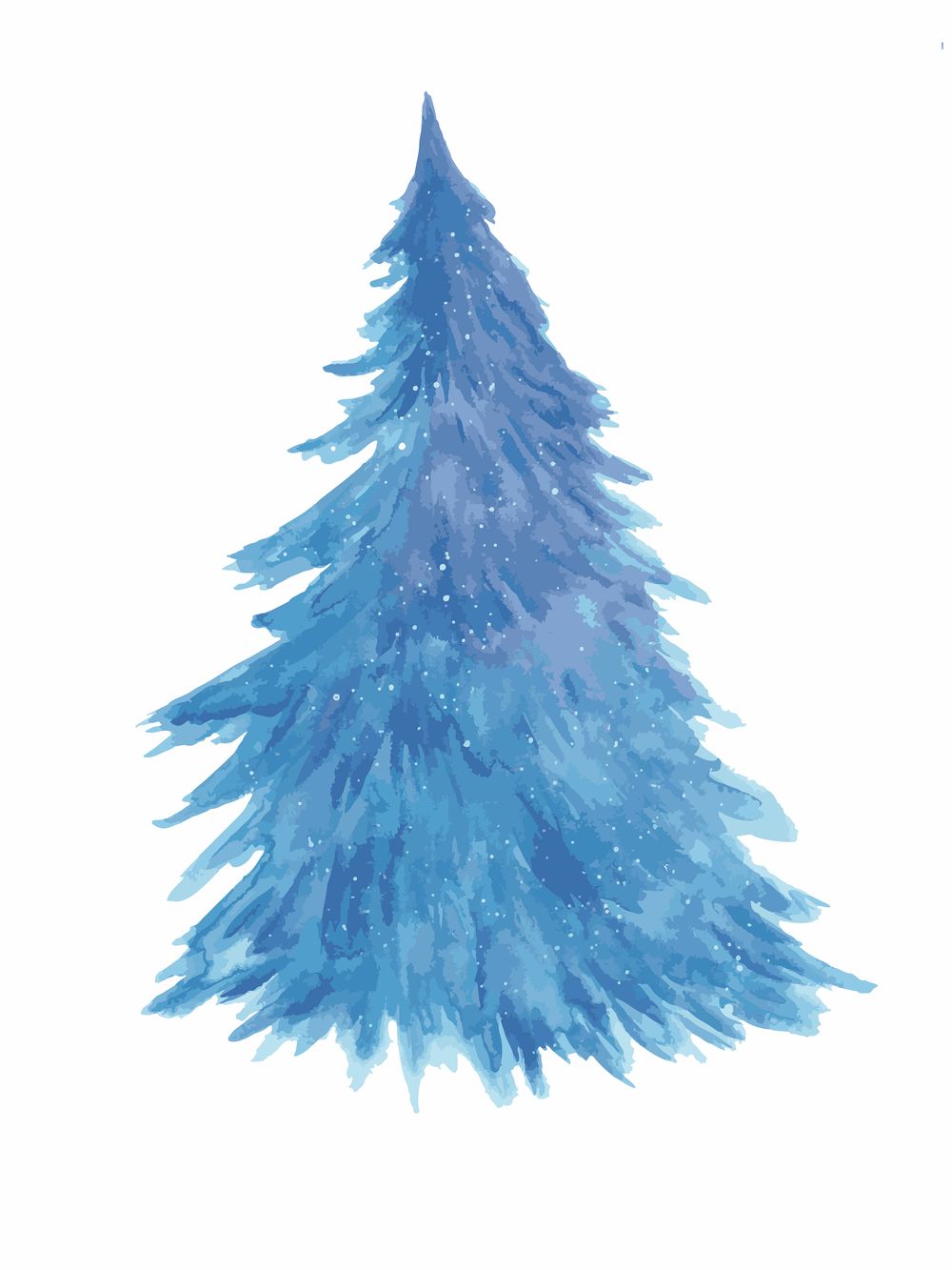 Simple tree drawing watercolor brush strokes with lights