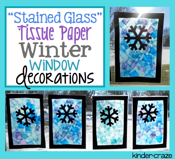Stained glass tissue paper snowflake decorations