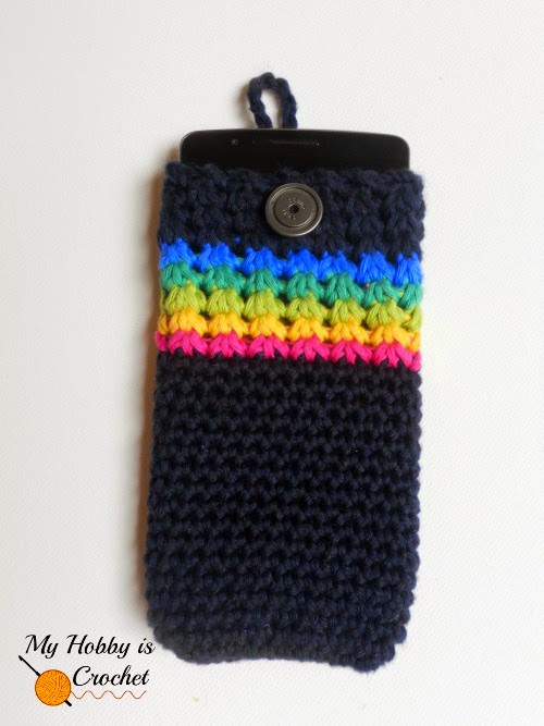 Striped crocheted phone case