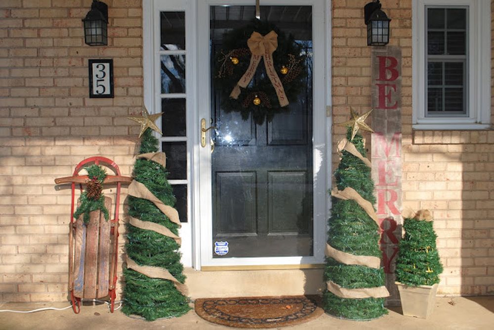 Tomato cage christmas trees front porch christmas decorations