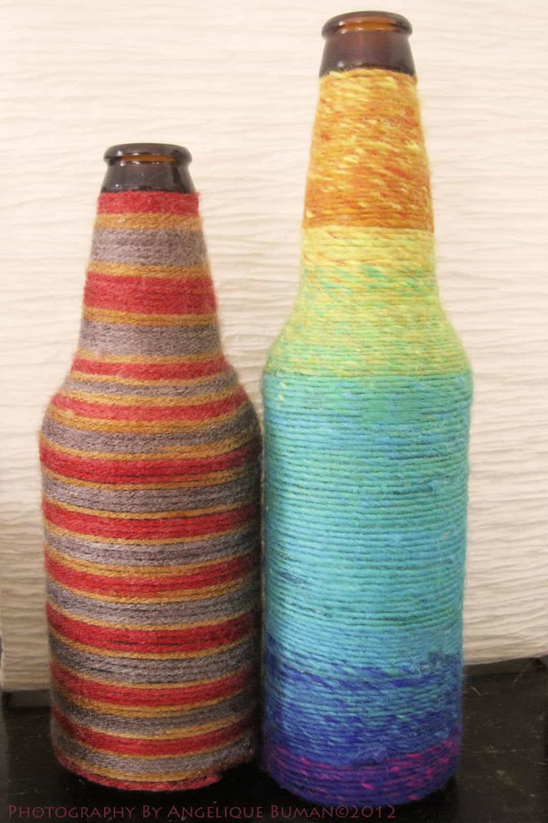 Yarn wrapped bottles