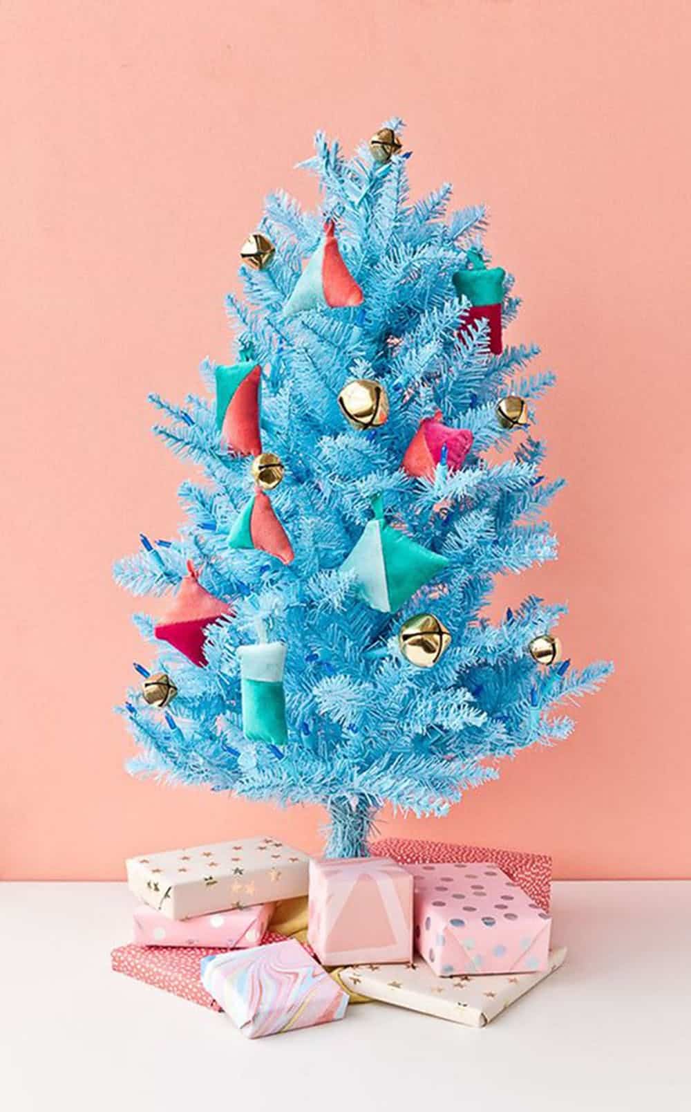 Blue tree with diy ornaments