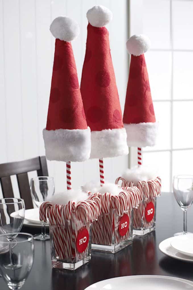 Candy Cane Hats - Christmas Dining Table Decor