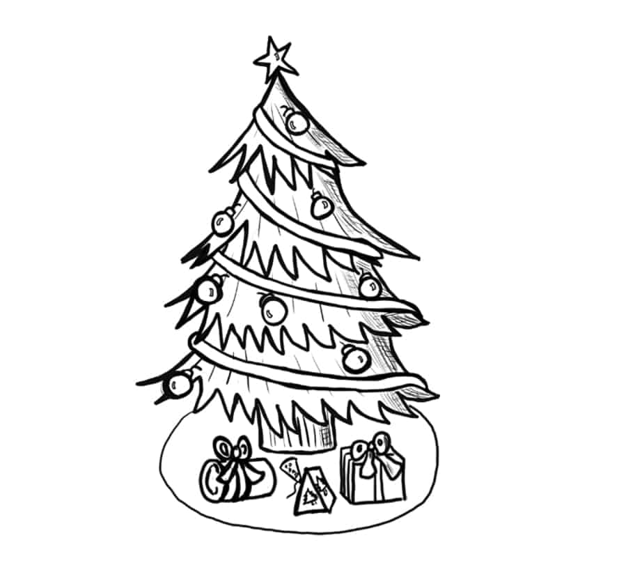Easy Christmas Drawing - Beautiful Tree