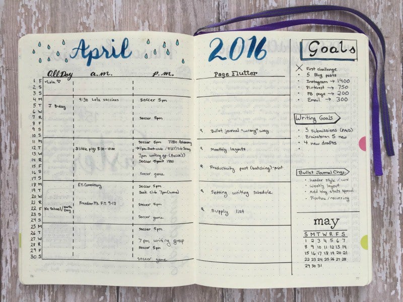 Creatively customized hand drawn monthly layouts