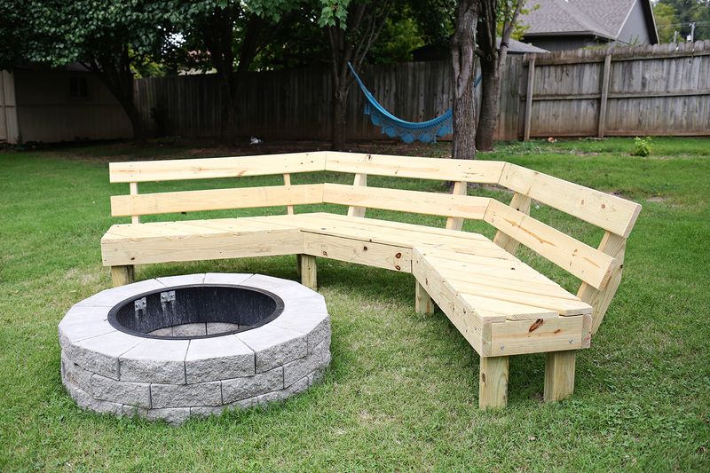 Curved fire pit bench