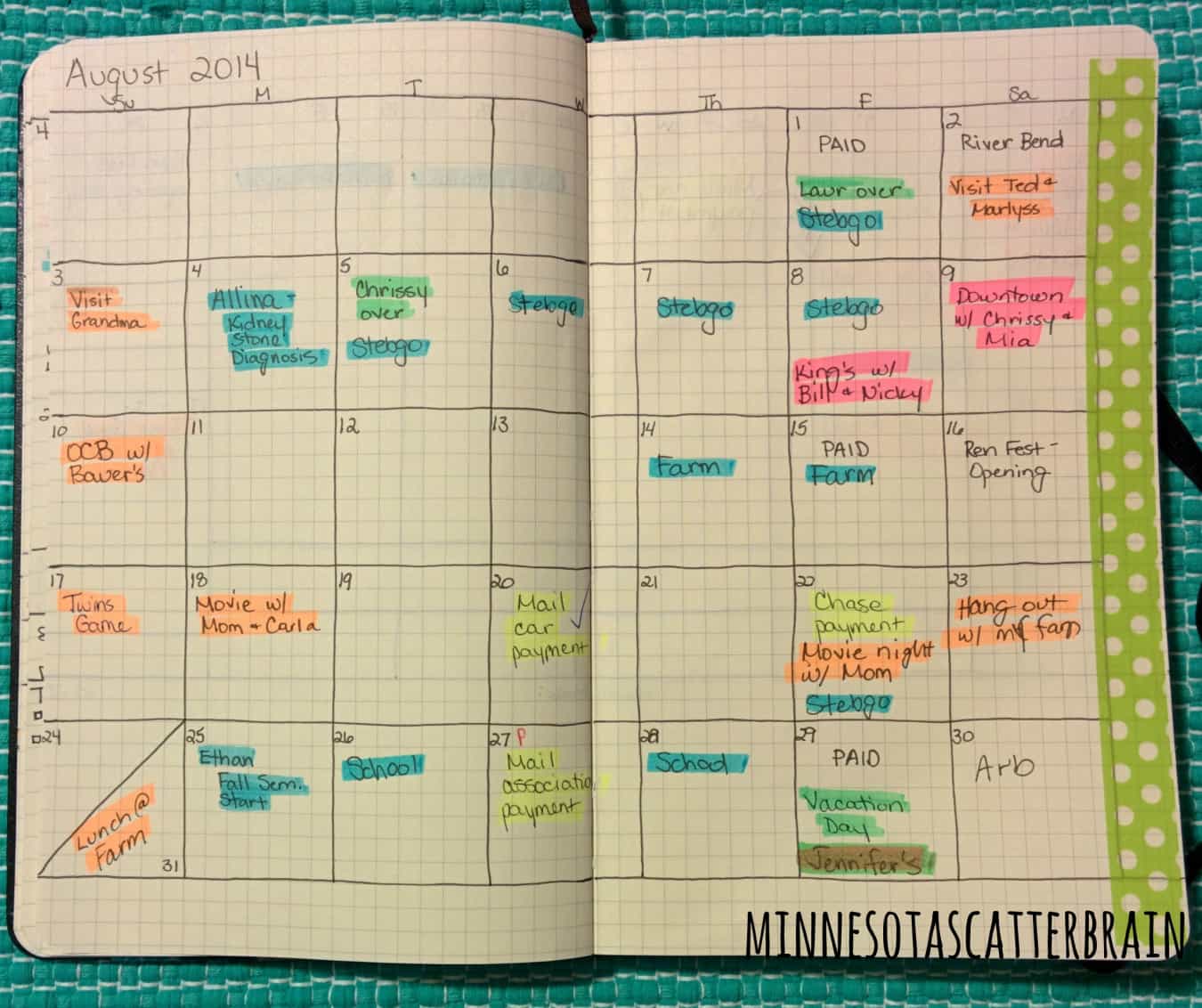 Diy hand segmented moleskine planner