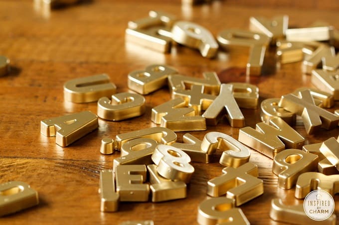 Golden letter magnets diy