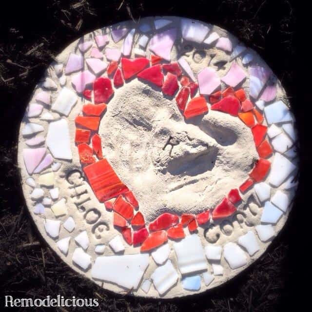 Heart handprint stepping stone