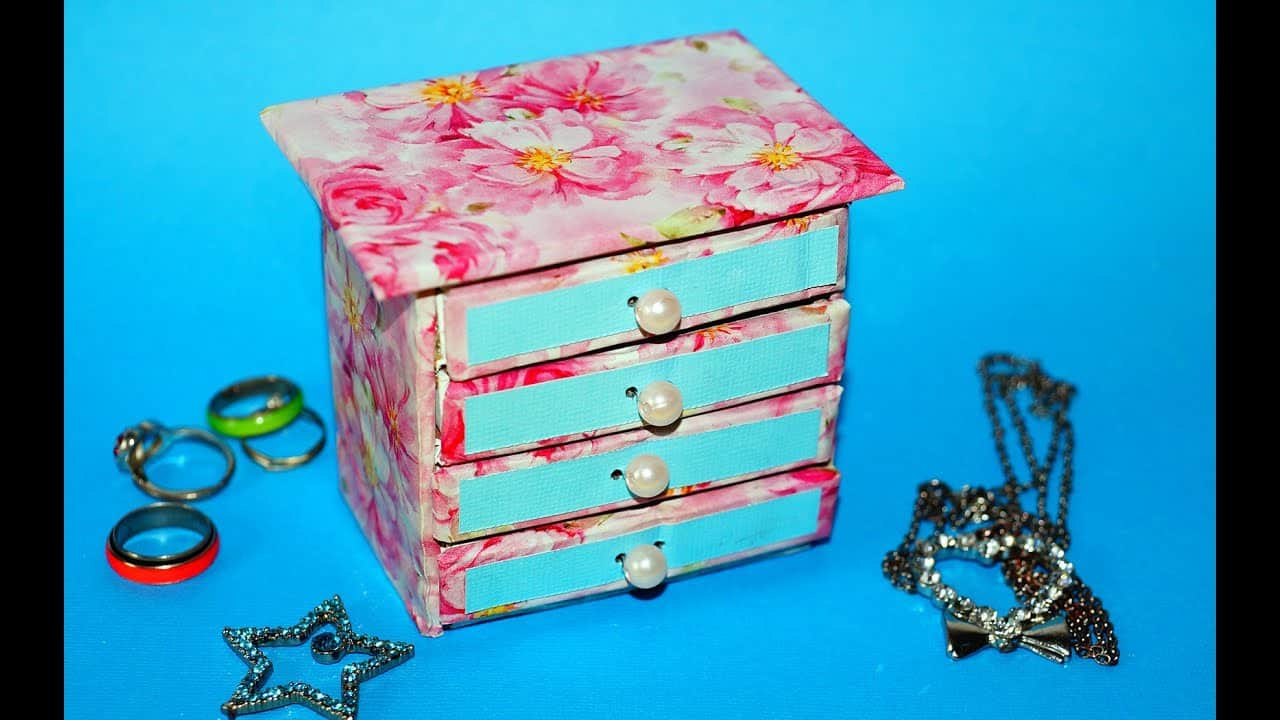 Matchbox jewelry box with pearl knobs