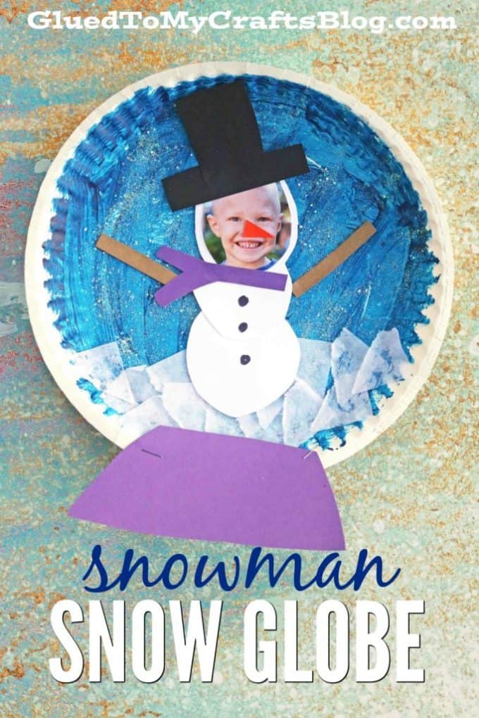 Paper plate snowman and photo snow globe