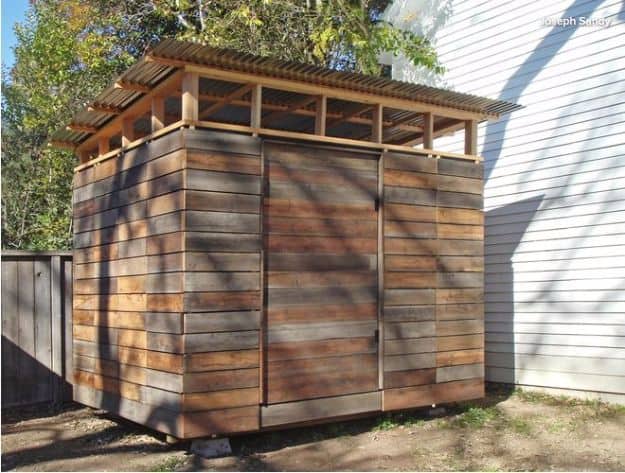 Reclaimed wood storage shed