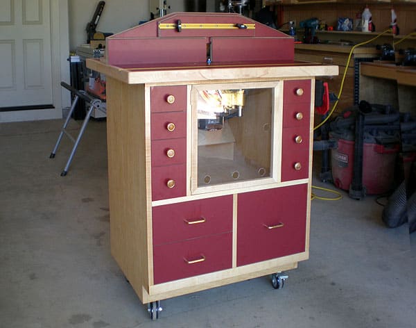 Router table with storage drawers