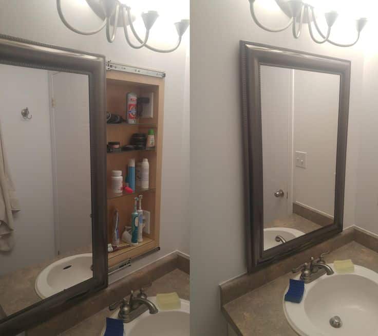 Diy Simple Bathroom Cabinets From Scratch, Sliding Vanity Mirror