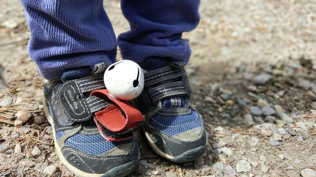 Bear bells on toddler shoes