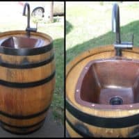 Diy wine barrel outdoor sink