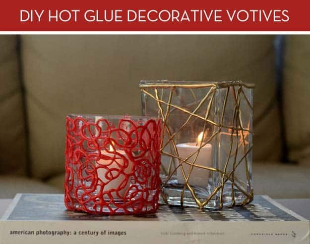 Decorative hot glue votive candles