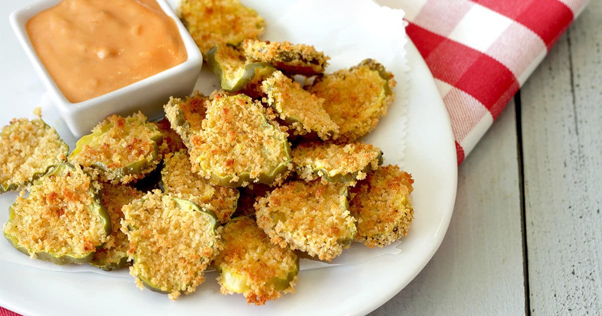 Healthy faux fried pickles