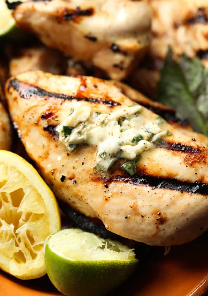 Honey citrus grilled chicken with basil butter