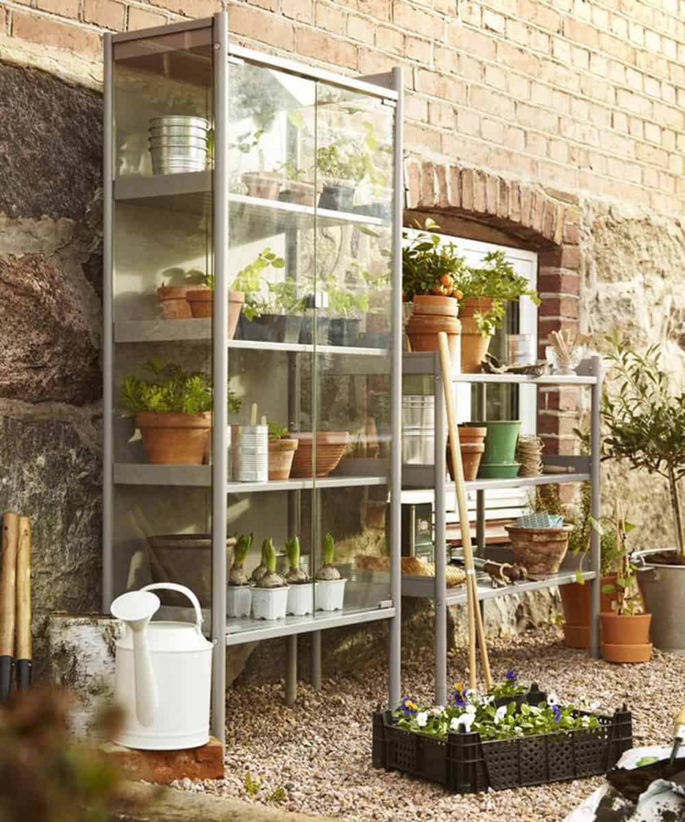 Miniature greenhouse from shelves