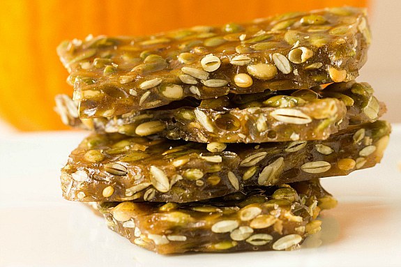 Pumpkin seed brittle with vanilla bean and cardamom