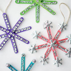Sparkling popsicle stick snowflakes