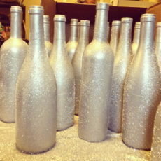 Sparkly wine bottle vases