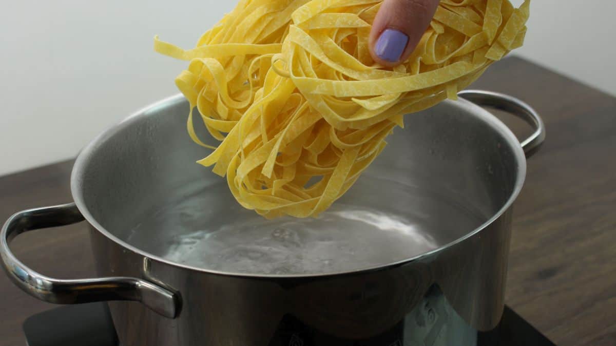 Tagliatelle with porcini mushrooms add pasta