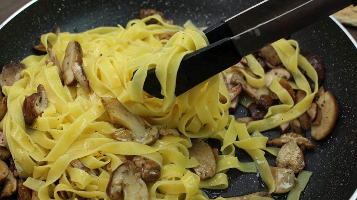 Tagliatelle with porcini mushrooms mixture