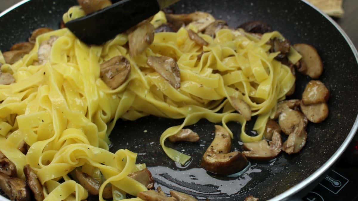 Tagliatelle with porcini mushrooms vegetarian recipe