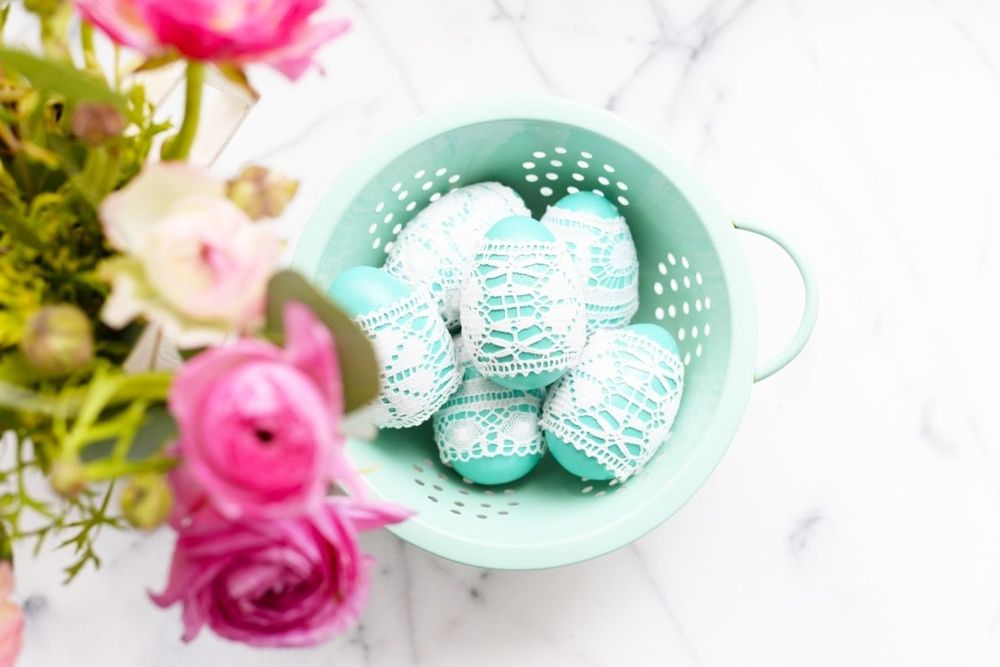 Lace wrapped easter eggs