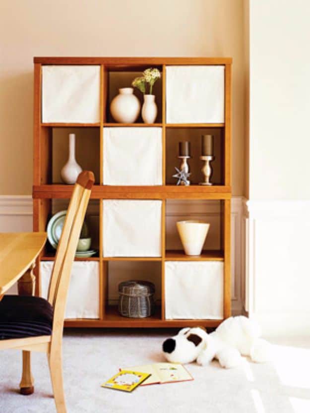 Simple bookcase cubby shades