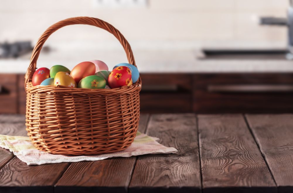 classic wicker easter basket eggs